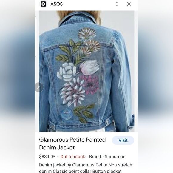 Glamorous denim jacket xs with flower design on back - Picture 16 of 16